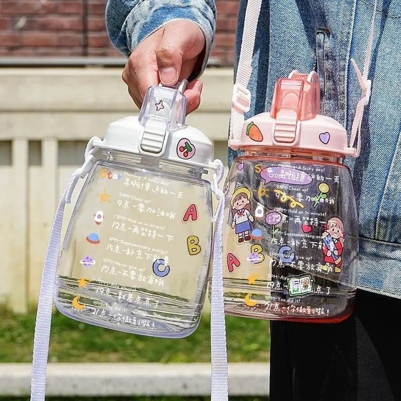 1300ml / 700ml Bình Nước Nhựa Thể Thao , Bình Đựng Nước (không có BPA) - Có Bộ Lọc Và Ống Hút / Thiết Kế Chống Rò Rỉ