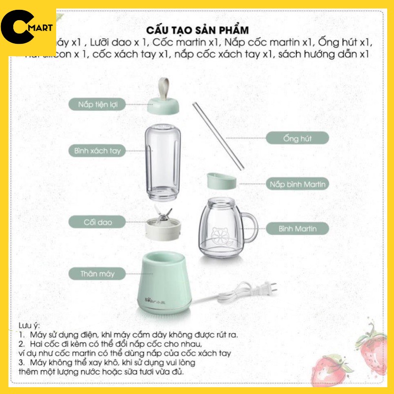 [SẴN] Máy Xay Sinh Tố Cầm Tay Bear Chính hãng LLJ-D04A1 [CMART GIA DỤNG TIỆN ÍCH]