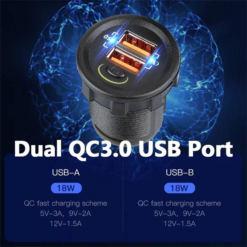 Tẩu Sạc Điện Thoại Trên Xe Hơi QC3.0 USB Kèm Công Tắc