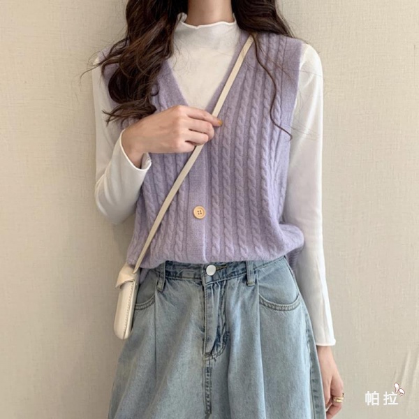 Pala◆ Áo Khoác Len Cardigan Sát Nách Cổ Chữ V Màu Trơn Phong Cách Hàn Quốc Mới | BigBuy360 - bigbuy360.vn