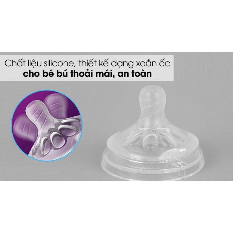 Bộ 2 núm ti silicone Philips Avent Natural cho trẻ