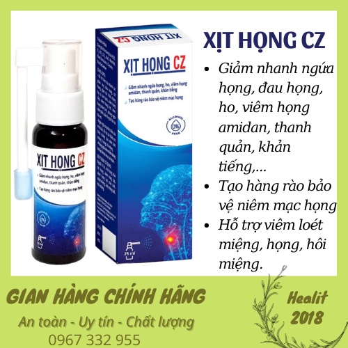 Xịt họng CZ - Giúp giảm ho, ngứa họng, viêm họng, viêm thanh quản, đau rát họng, loét miệng lưỡi, hôi miệng (chai 25ml)