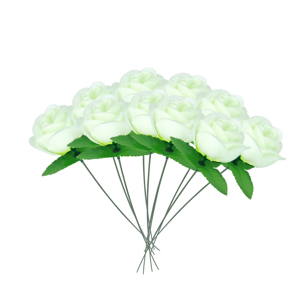 Set 10 Bông Hoa Hồng Giả Bằng Lụa Lãng Mạn Trang Trí Nhà Cửa / Văn Phòng / Khách Sạn / Giáng Sinh