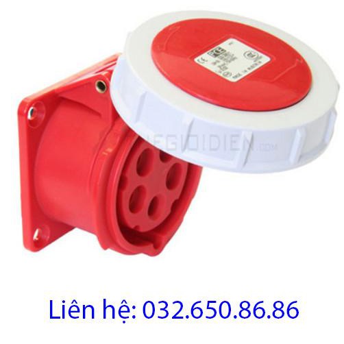 Ổ cắm gắn âm dạng thẳng 32A 5P 400V 6H IP67 3252-6 Hãng PCE (Úc)