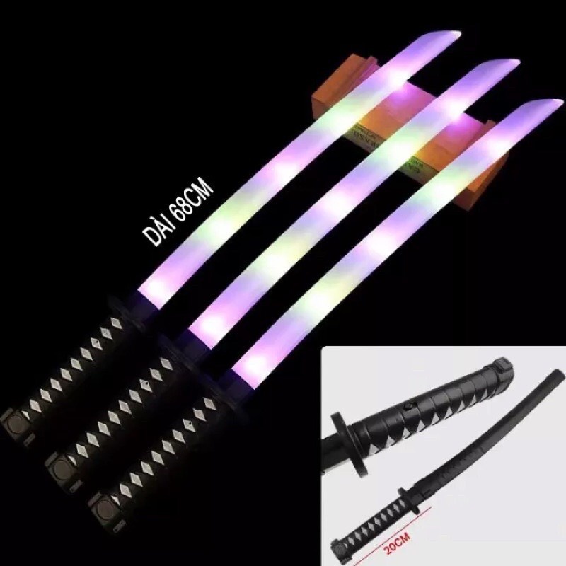 Kiếm Ánh Sáng Katana Vuongquoctretho , Kiem Anh Sang 68cm Có Đèn Có Âm Thanh Cháy Phố, Kiếm Ánh Sáng
