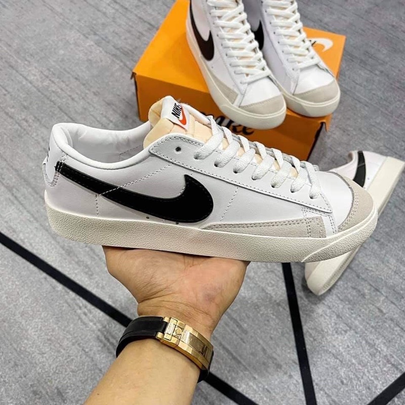 GIÀY BLAZER LOW TRẮNG KEM VẠCH ĐEN DA THẬT LAI AU