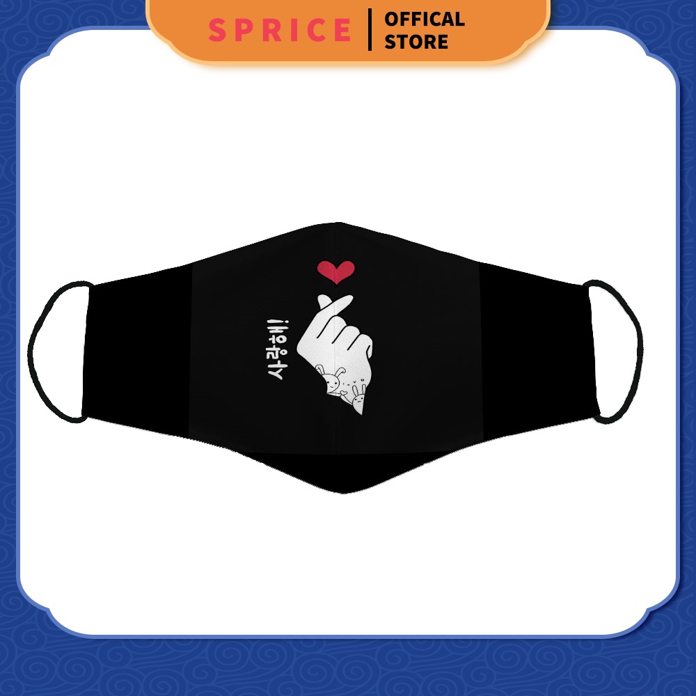 Khẩu Trang Vải Xuất Nhật In Hình Kpop Heart SPRICE Vải Cotton 100%, Kháng Khuẩn, Có Thể Giặt Và Tái Sử Dụng Dành cho Nam
