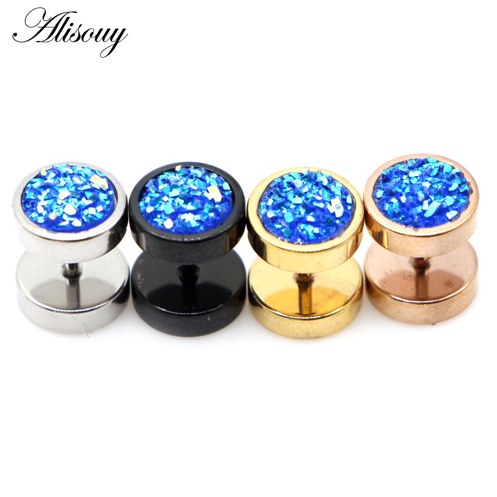 Alisouy Set 2 Khuyên Tai Chuông Tròn Hai Mặt Bằng Thép Không Gỉ Cho Nam Và Nữ