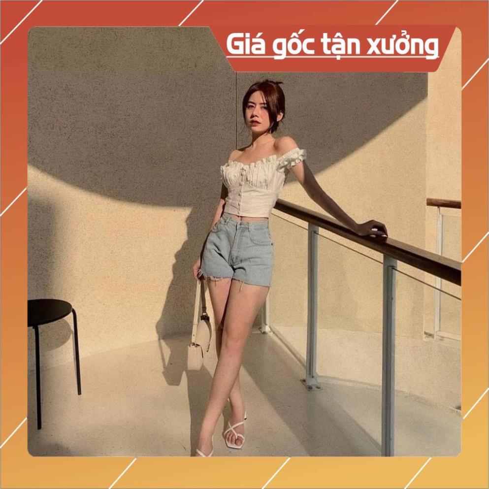 C3 Áo Croptop Nhún Ngực Nút Bọc AMO