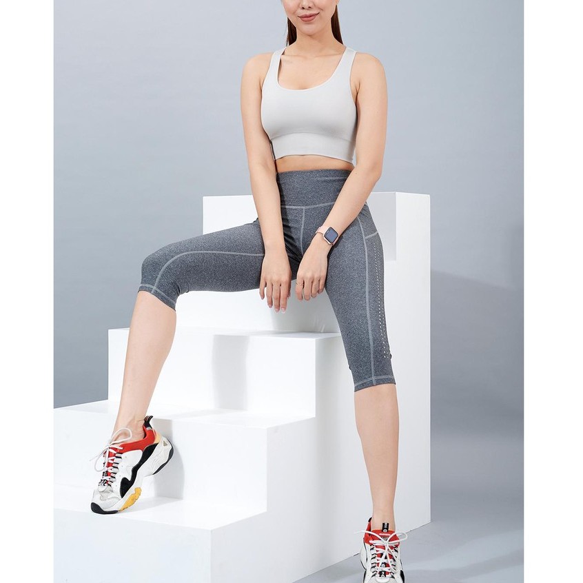 Quần Legging Lửng Lưng Cao Tập Gym Yoga Nữ Icado QL25 - Xám