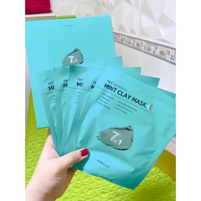 MẶT NẠ MINT BARULAP BLACK CLAY MASK 7IN1 giúp da trắng hồng hào CHÍNH HÃNG
