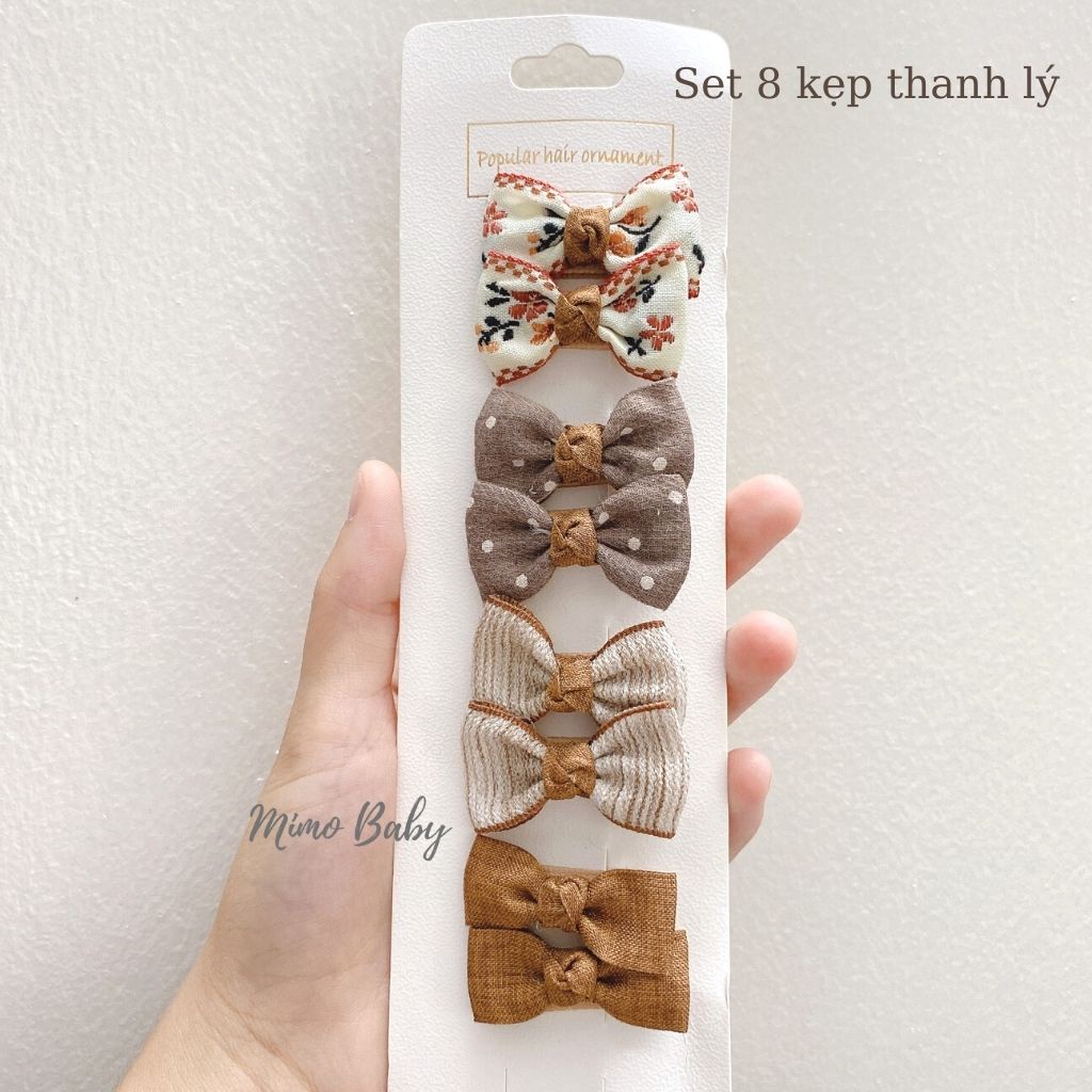 Set 10 kẹp tóc bọc vải họa tiết dễ thương cho bé gái KT26 Mimo Baby