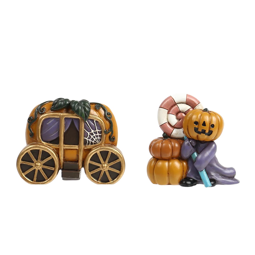 Daiso Halloween Tượng trang trí hình dáng đồ vật cổ (Xe ngựa, Bí ngô)