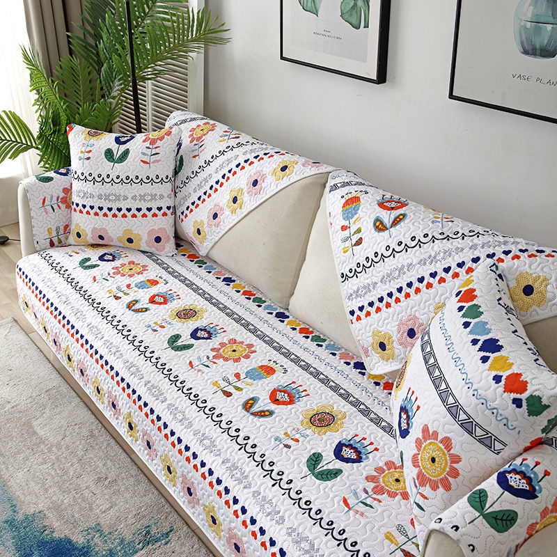 Vỏ Bọc Đệm Ghế Sofa Bốn Mùa Thông Dụng Bằng Cotton Chống Trượt Chống Mòn Đơn Giản Dễ Lau Chùi
