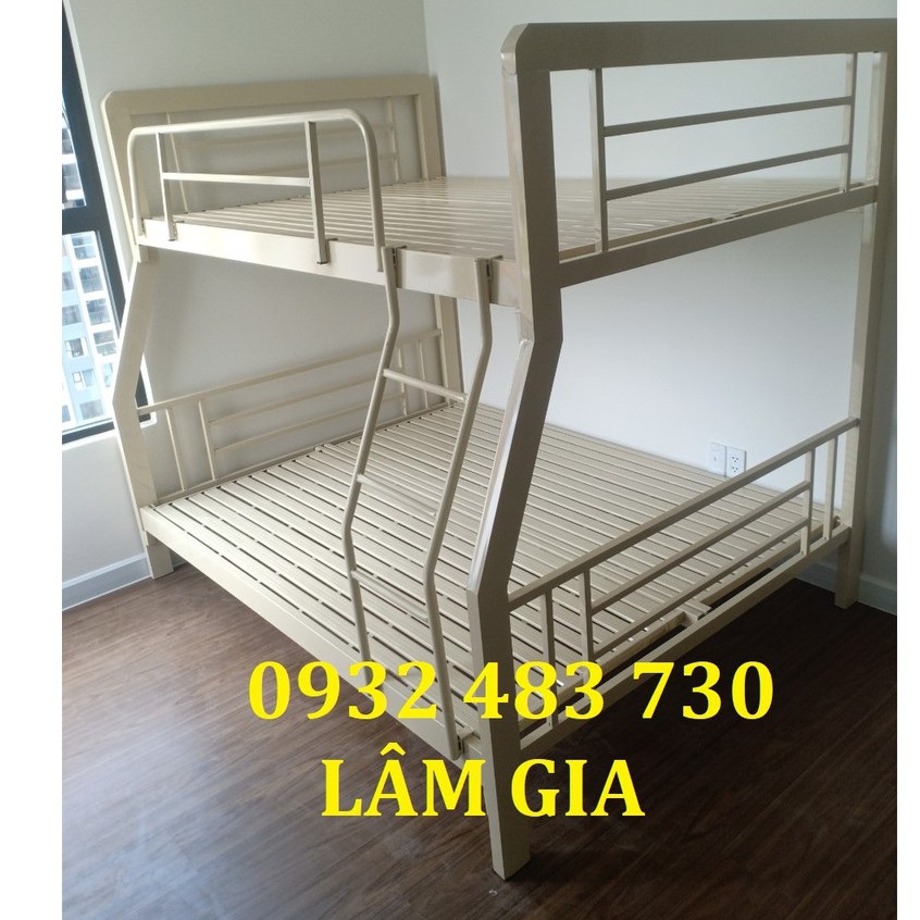 Giường sắt tầng hộp - giường 2 tầng rộng 1m2x1m4x2m HCM
