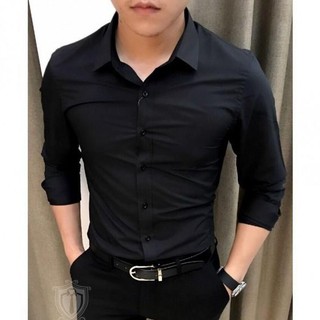 Sơmi nam cao cấp đen trơn ẢNH THẬT So Mi Đen Nam