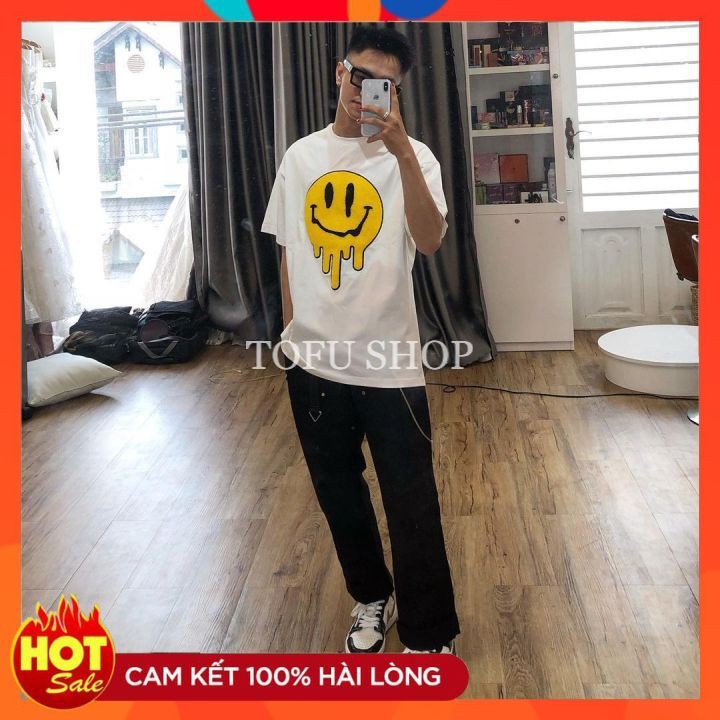 Áo thun tay lỡ Mặt cười chảy- Áo phông nam nữ, Áo Drew form rộng Tay lỡ,chất cotton - Áo thun unisex | BigBuy360 - bigbuy360.vn