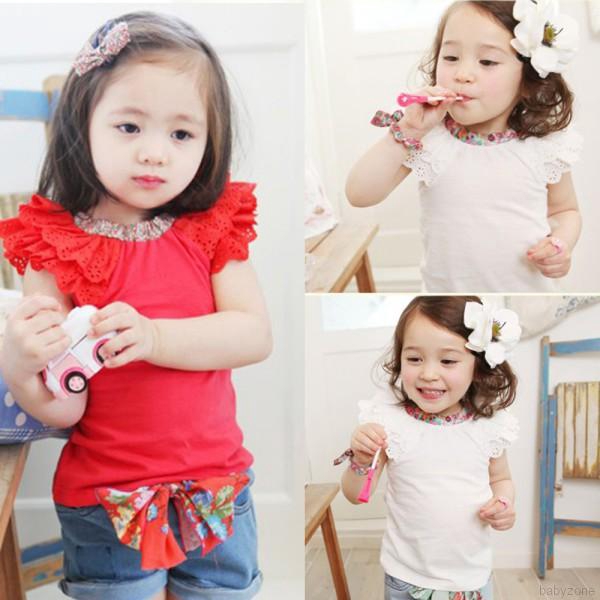 Áo thun tay xòe xinh xắn cho bé gái