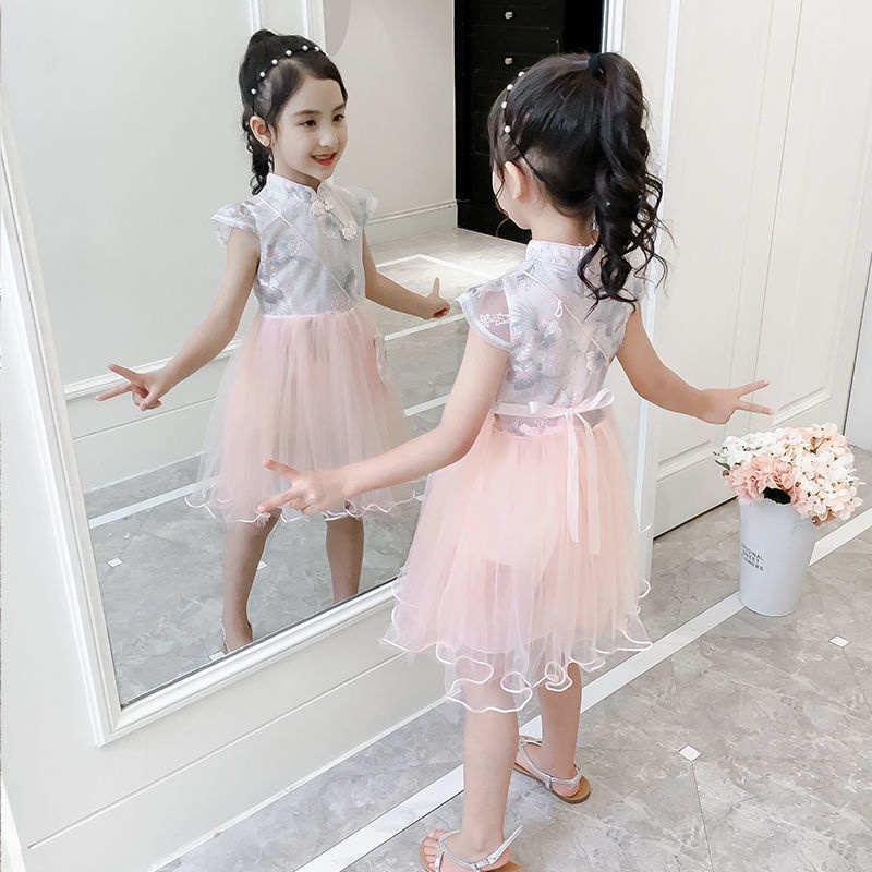 Đầm Sườn Xám Công Chúa Vải Gạc Siêu Nữ Tính Thời Trang Mùa Hè Mới Cho Bé Gái
