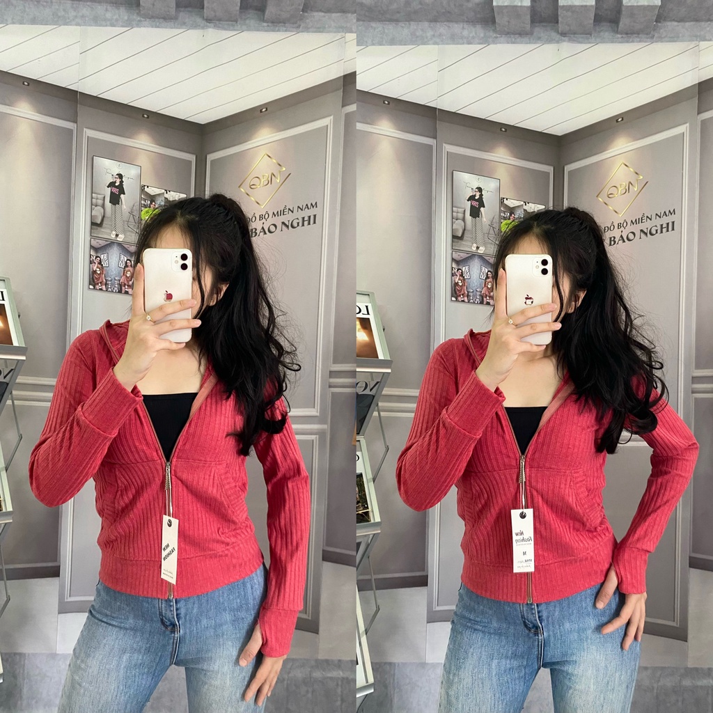 Áo khoác nữ form rộng chống nắng cao cấp có nón thun gân đũa 6 túi mềm mịn mát túi trong có dây kéo bigsize ESHOP AD02