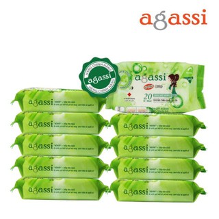 Khăn ướt diệt khuẩn Agassi không mùi gói 20 miếng