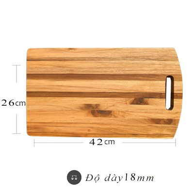 Thớt gỗ teak hình chữ nhật có rãnh có lỗ 38 x 27 CM - Wood Cutting Boards Hàng Xuất Khẩu Châu Âu