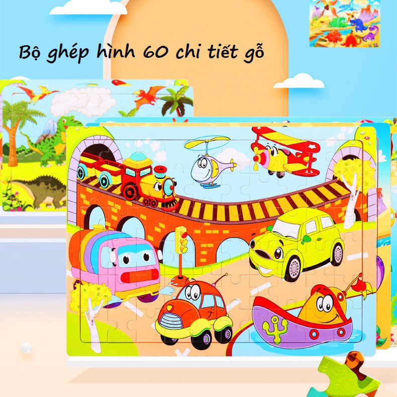 Đồ chơi tranh ghép hình 30 miếng gỗ puzzle KB216037, Bộ tranh ghép hình nhiều chủ để cho bé