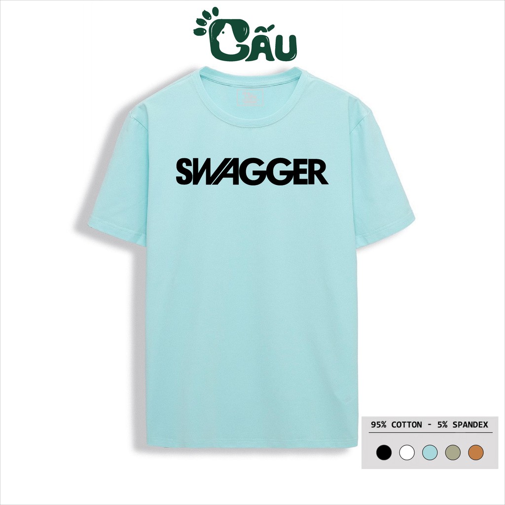 Áo thun nam GẤU 194 cổ tròn tay ngắn vải coton co dãn, dày dặn, form regular fit - SWAGGER