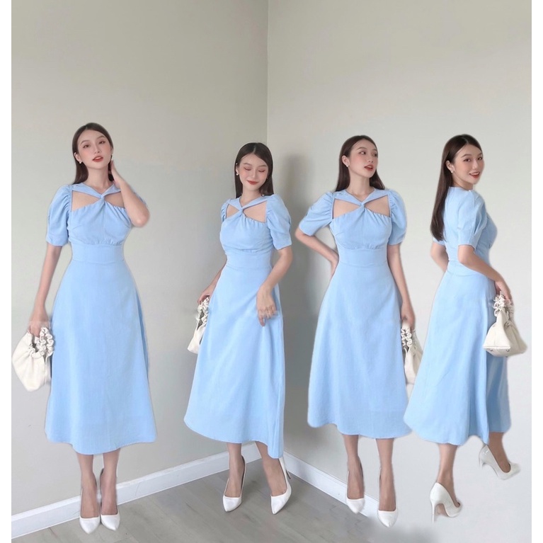 Đầm maxi xoắn ngực so hot