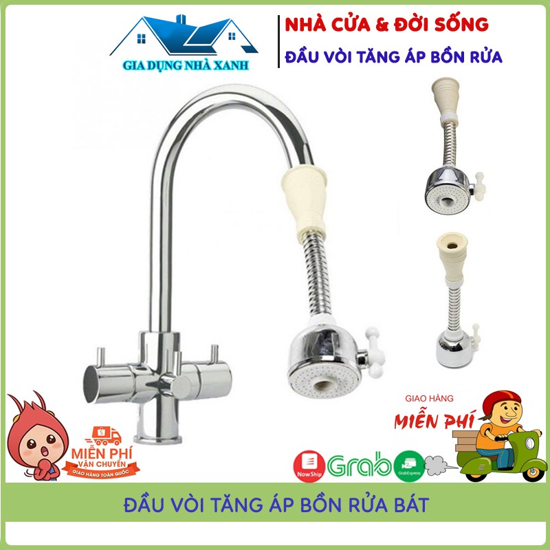 Vòi Tăng Áp Bồn Rửa Bát Inox Xoay 360 Độ, 3 Chế Độ Xả Nước Tiện Dụng