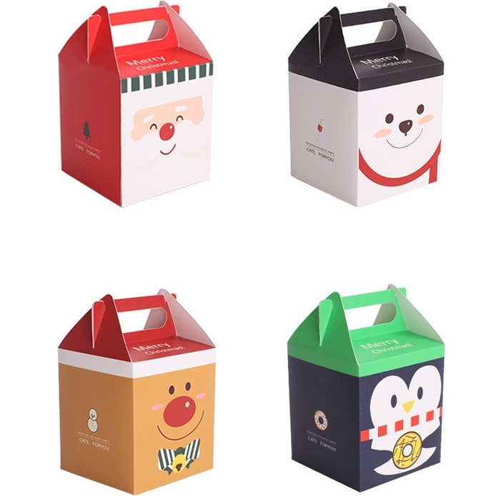 Hộp Giấy Đựng Quà / Kẹo / Bánh In Họa Tiết Ông Già Noel Nhỏ Gọn Trang Trí Giáng Sinh