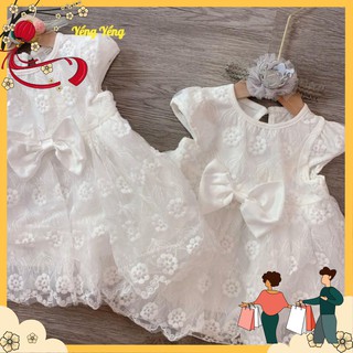 Váy bé gái ren hoa trắng công chúa