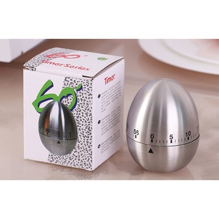 Đồng hồ hẹn giờ hình quả trứng vỏ inox cho nhà bếp