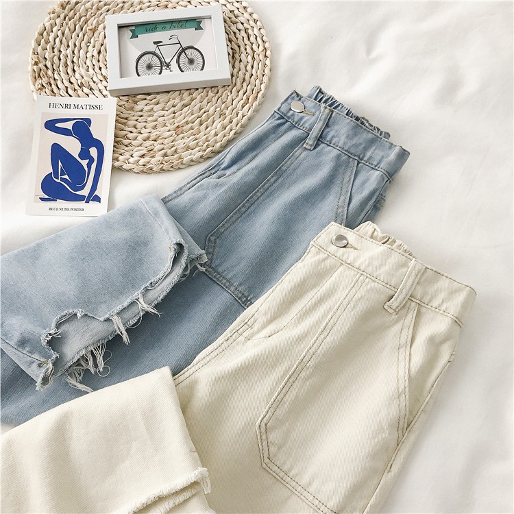 Quần Jeans mỏng ống suông phối lưng chun (9-15 ngày có hàng) | BigBuy360 - bigbuy360.vn