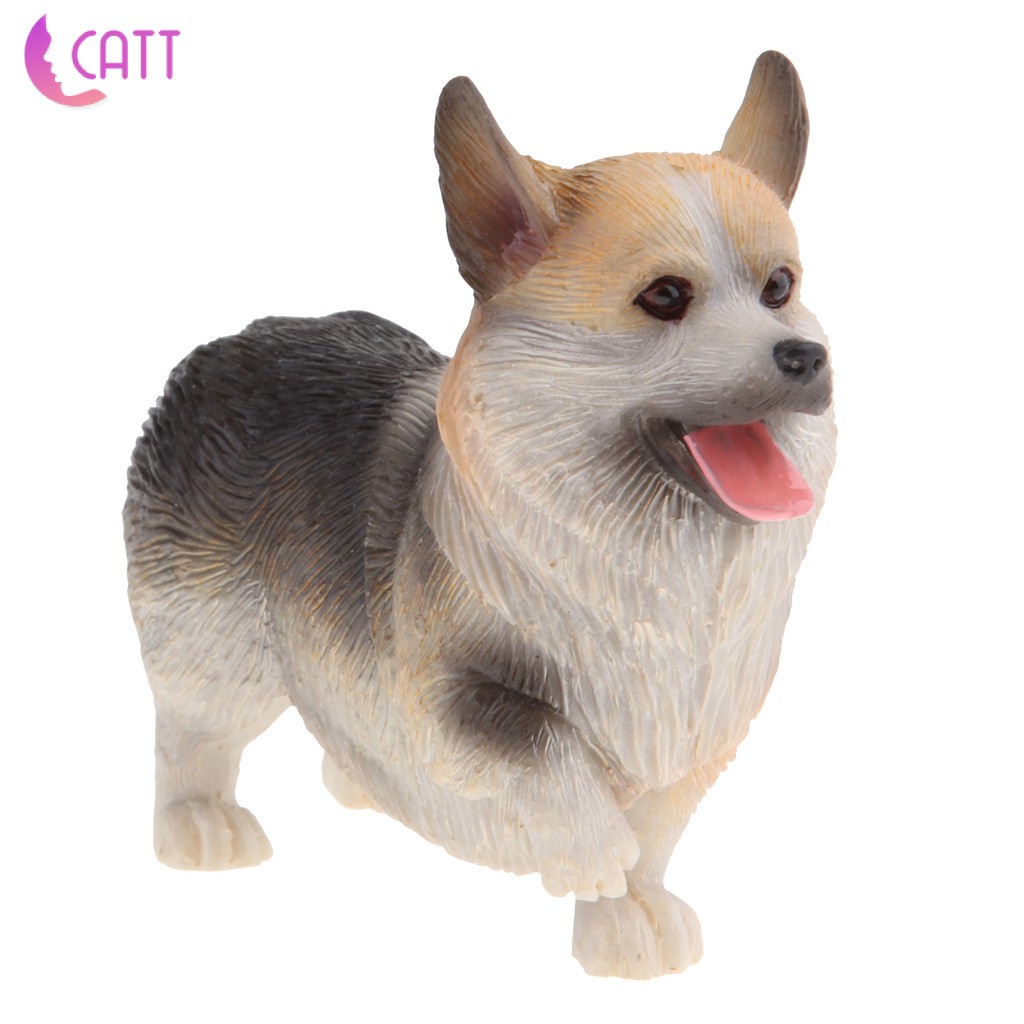 Mô Hình Chú Chó Corgi Màu Đen Bằng Nhựa Resin Sinh Động Trang Trí Nhà Cửa [Dadada1]