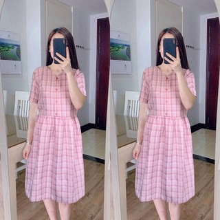Đầm bầu sọc caro cao cấp