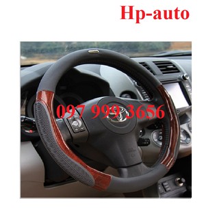 Freeship 99k-Bọc vô lăng cao cấp da vân gỗ Hp-auto (Màu viền đen)