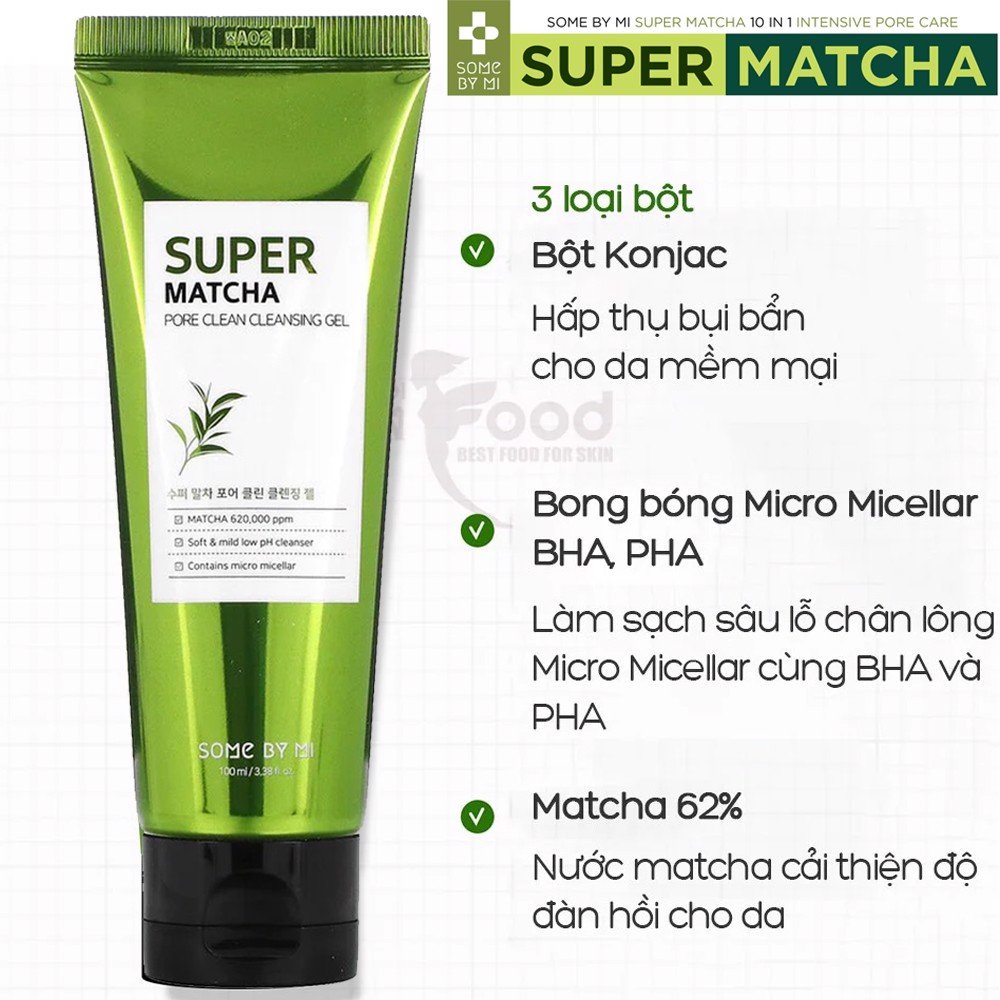 Sữa Rửa Mặt Super Matcha Pore Clean Cleansing Gel Some By Mi 100ml