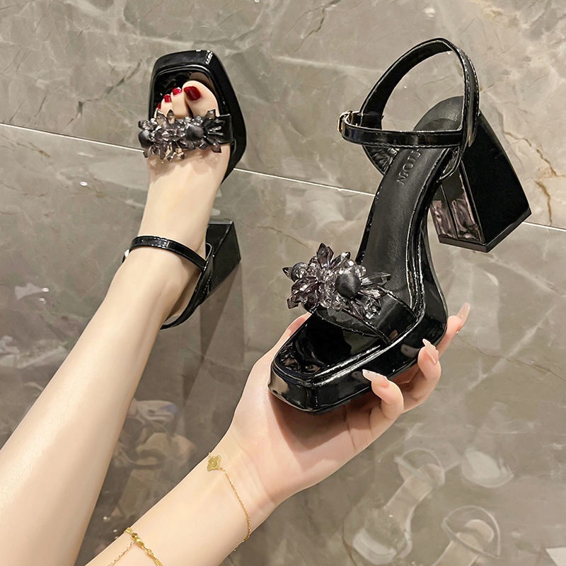 Sandal Cao Gót Đính Đá Thiết Kế Mới Thời Trang Mùa Hè Dành Cho Nữ