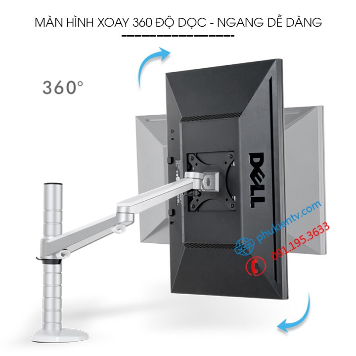 Giá Treo Màn Hình Máy Tính OA - 3S 17 - 27 inch / Tay Treo Màn Hình Gắn Bàn Hợp Kim Nhôm Cao Cấp