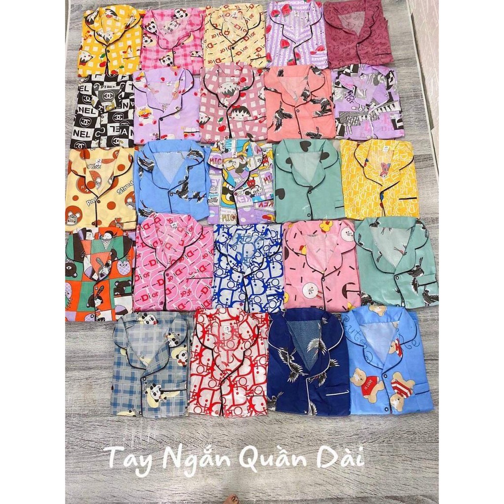 Đồ Ngủ💚Đồ Bộ Pijama Lụa Gấm Tay Ngắn-Quần Dài Cao Cấp [ẢNH THẬT+VIDEO]