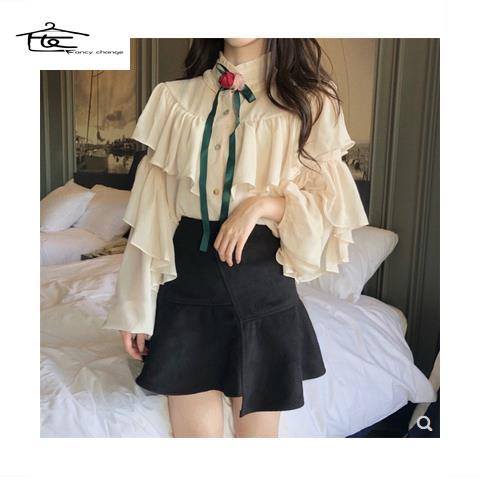 Áo Sơ Mi Tay Phồng Dáng Ôm Phong Cách Phương Tây Thời Trang Mùa Xuân Mới Size Lớn MM2022 Dành Cho Bạn Nữ