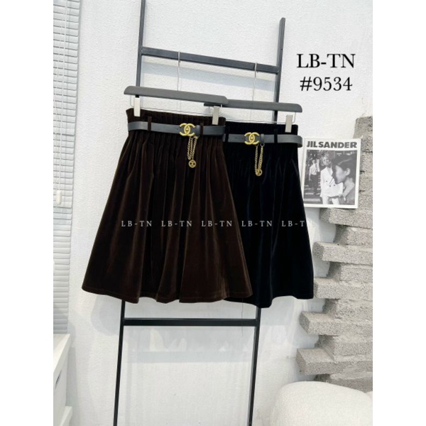 Chân váy nhung dài tới gối