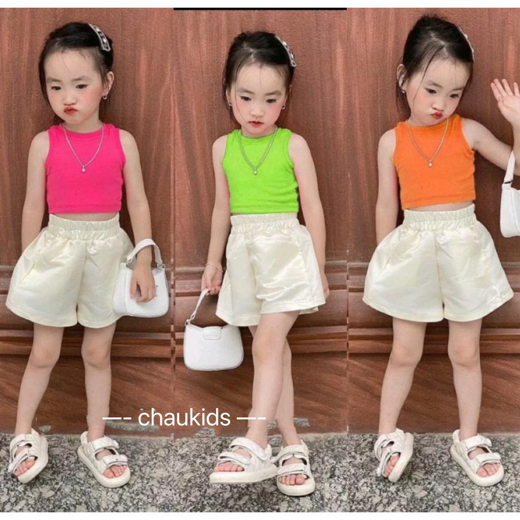 SALE ÁO 3 LỖ CROPTOP QUẦN ĐÙI BÉ GÁI 8-18KG(TACTA)