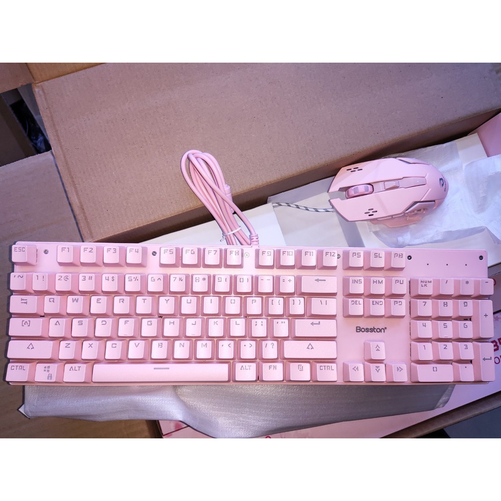 Phím Chuột Cơ Bosston EK9350 Màu Hồng - Tặng Kèm Bàn Di Hồng Khổ Lớn 30x80  - Bảo hành 12 tháng - PK Máy Tính | BigBuy360 - bigbuy360.vn