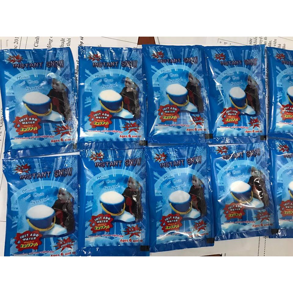 Combo 50/40/30/20/10 gói tuyết xanh bông bạc - tuyết nhân tạo nguyên liệu chính làm slime mây