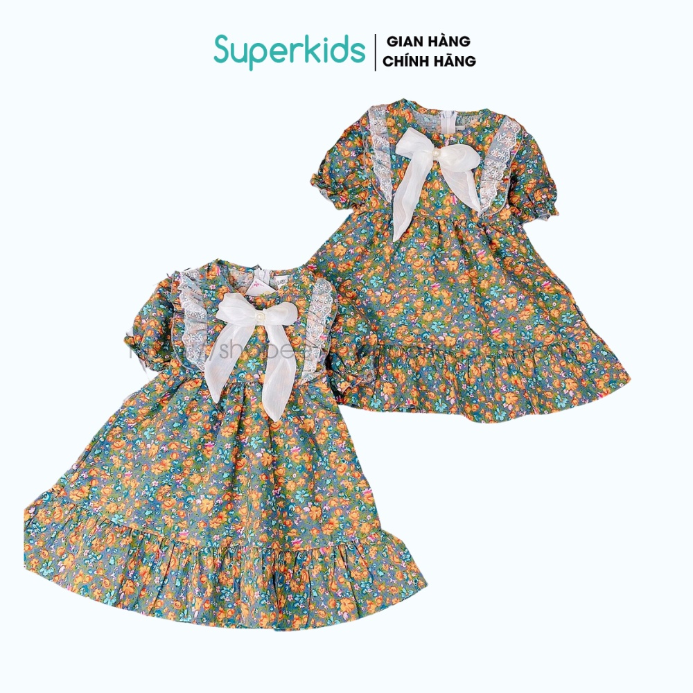 Váy cho bé gái, Đầm Hoa Vintage 8-18kg QATE793