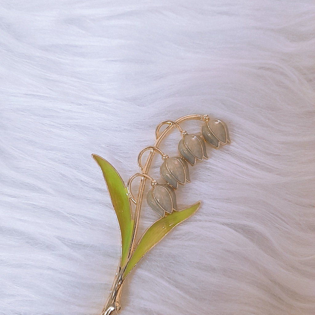 Trâm cài tóc cành hoa 4 bông linh lan, cài tóc hoa lan chuông phong cách cổ trang