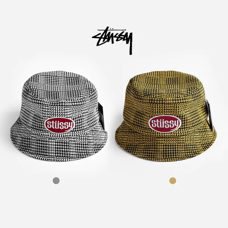 Mũ xô dệt kim Stussy 100% hàng chính hãng họa tiết sọc caro thời trang cao cấp