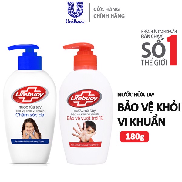 Nước Rửa Tay Lifebuoy Bảo Vệ khỏi vi khuẩn 180g